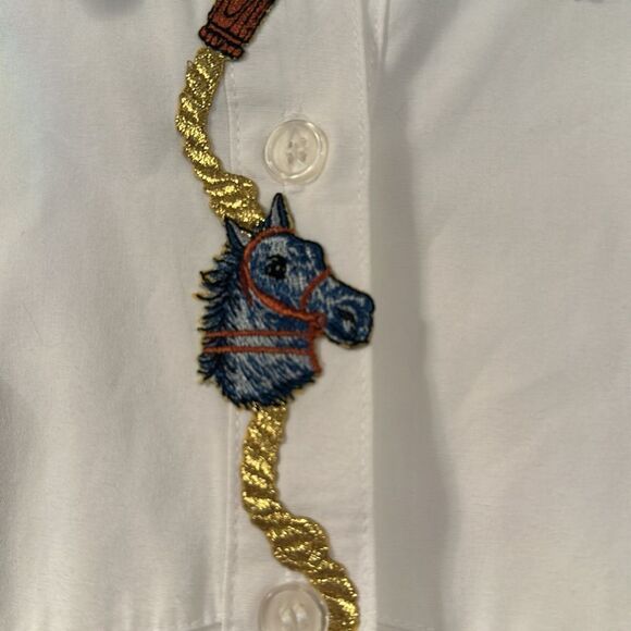 Vintage Full Gallop by Deborah Murray Horse Equestrian Button down - Picture 3 of 6